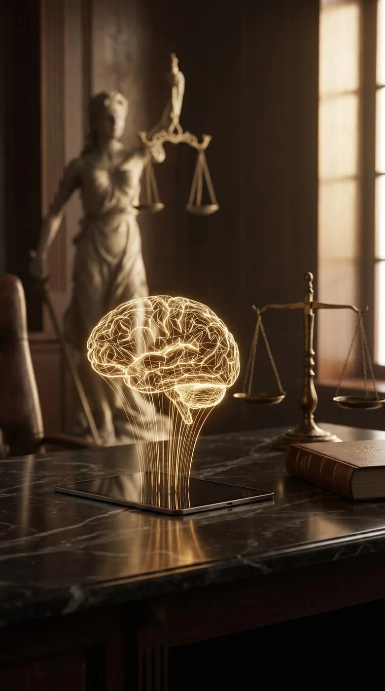 Estátua da justiça em composição vertical